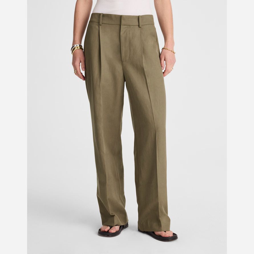 khaki green madewell slouchy gerade damen hosen