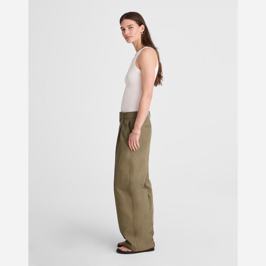 khaki green madewell slouchy gerade damen hosen