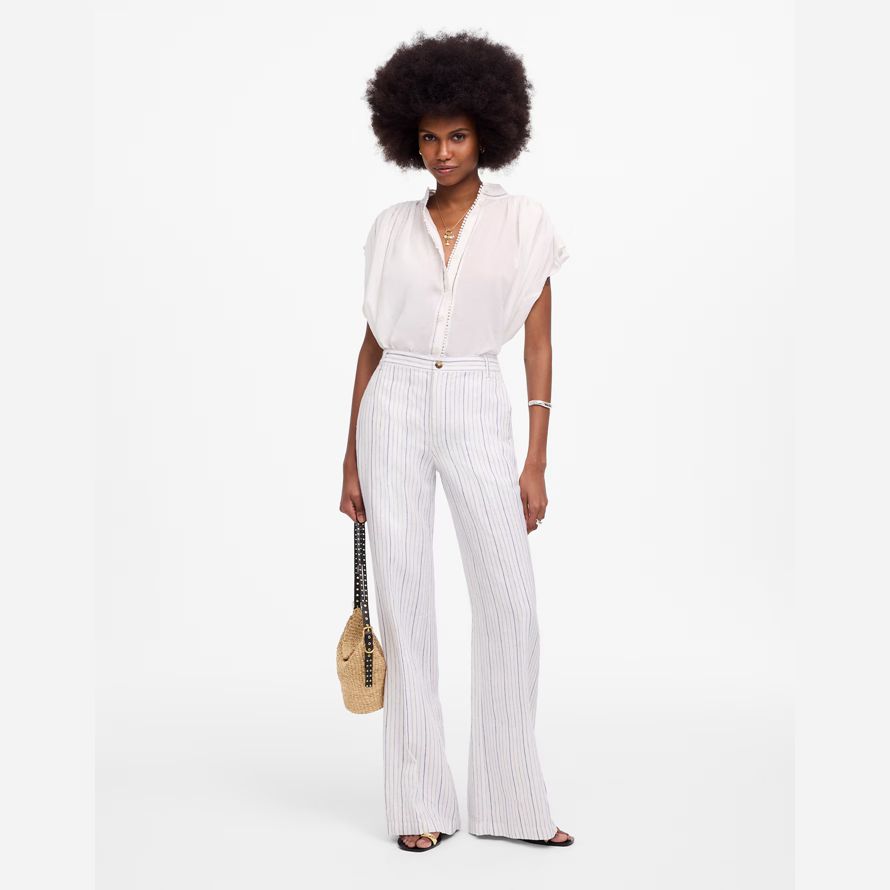 weiß blau damen madewell zoe entspannte weite hosen