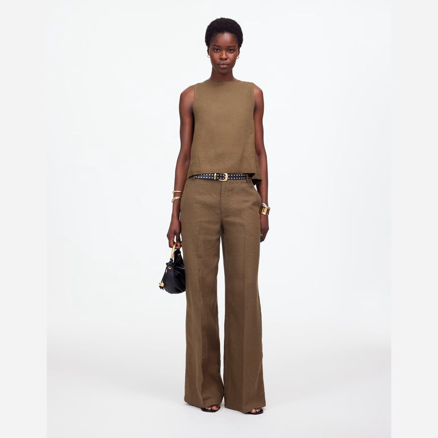 khaki braun damen madewell zoe entspannte weite hosen