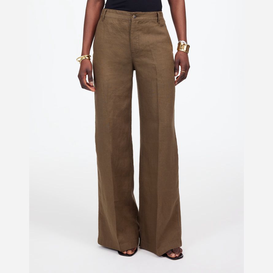 khaki braun damen madewell zoe entspannte weite hosen