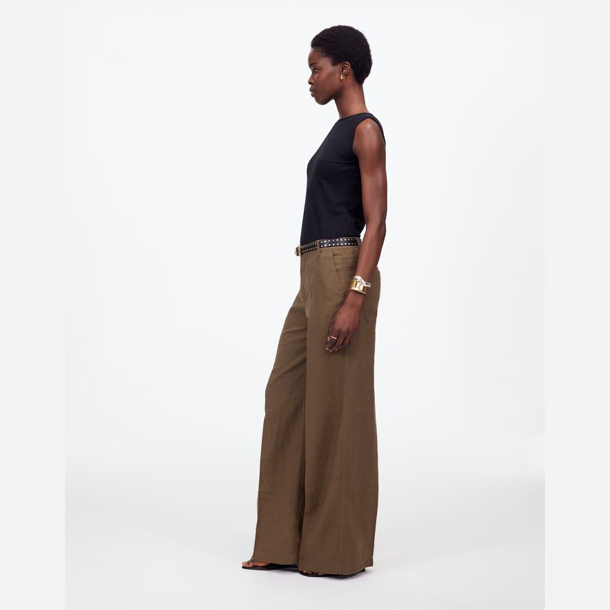khaki braun damen madewell zoe entspannte weite hosen