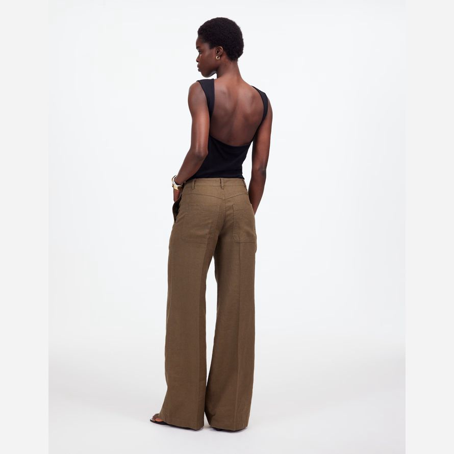 khaki braun damen madewell zoe entspannte weite hosen