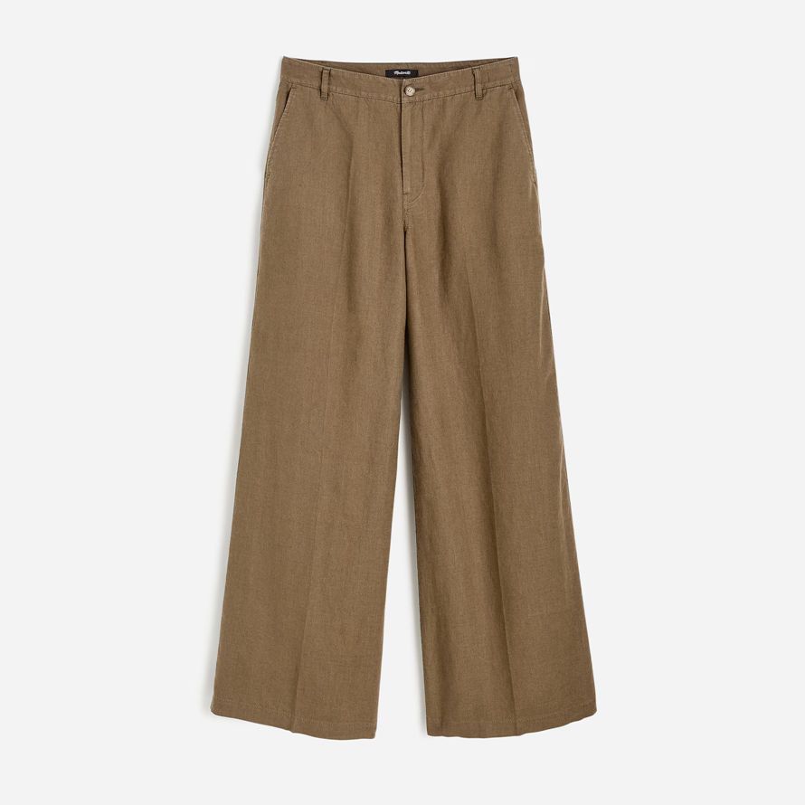 khaki braun damen madewell zoe entspannte weite hosen