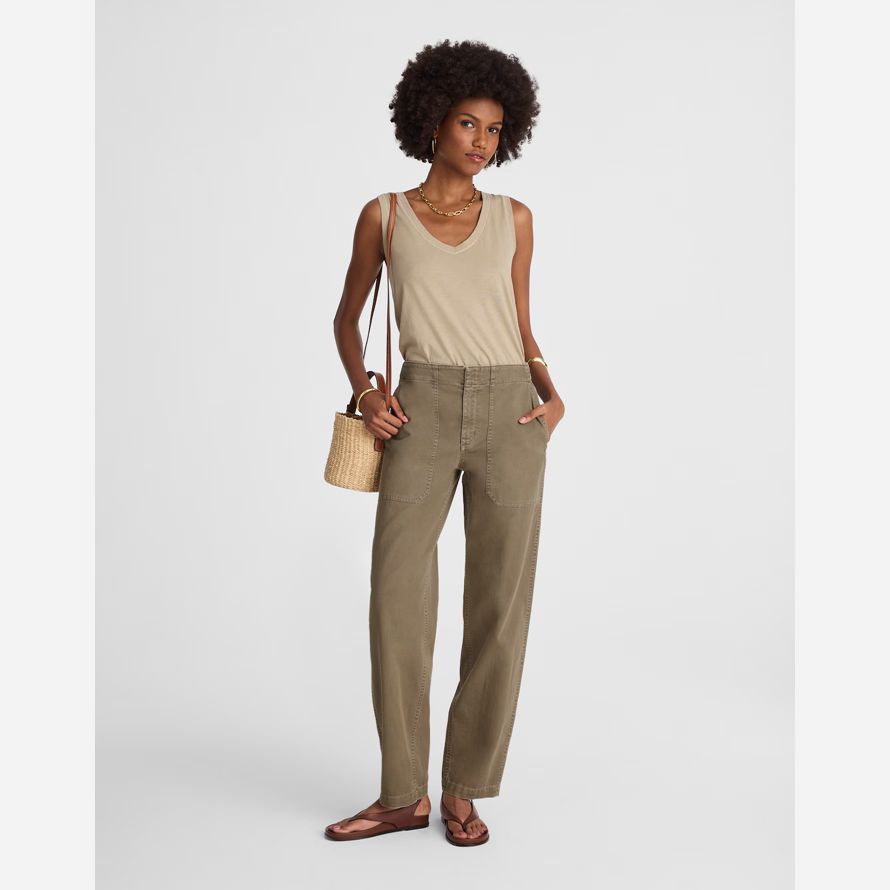khaki madewell tapered-leg-dienstprogramm damen hosen