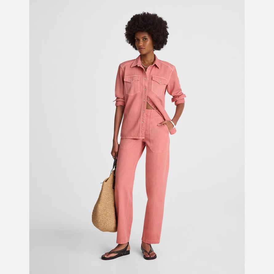 damen madewell tapered-leg utility pants coral pink