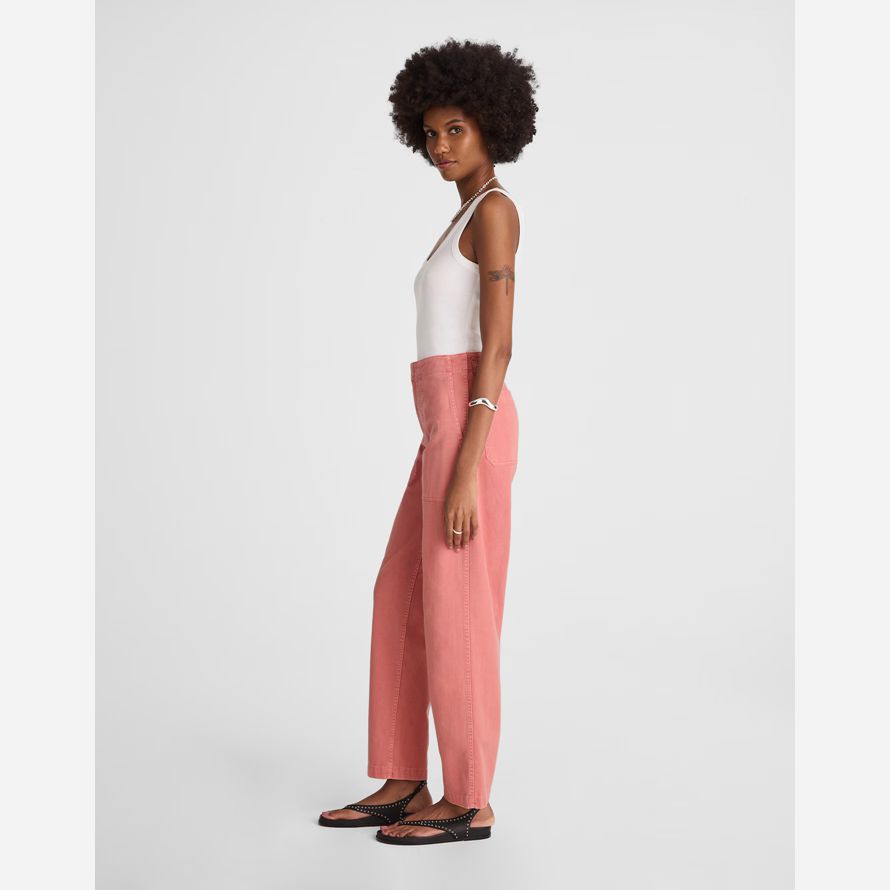 damen madewell tapered-leg utility pants coral pink