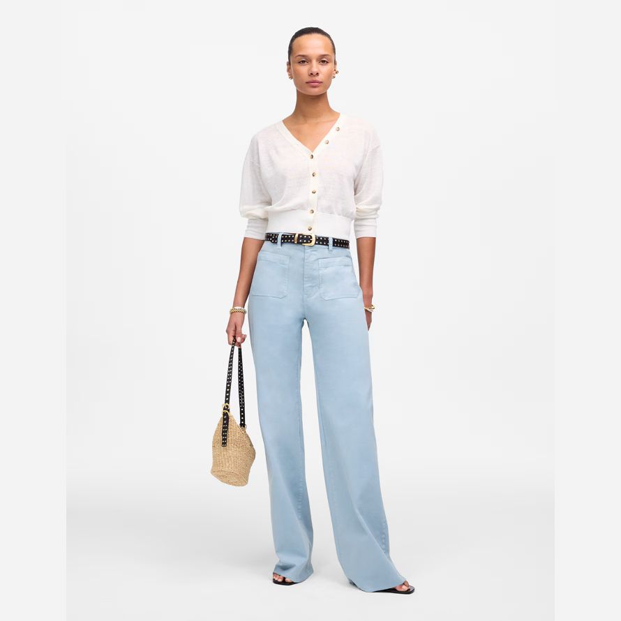 light blue womens madewell die emmett wide-leg pants