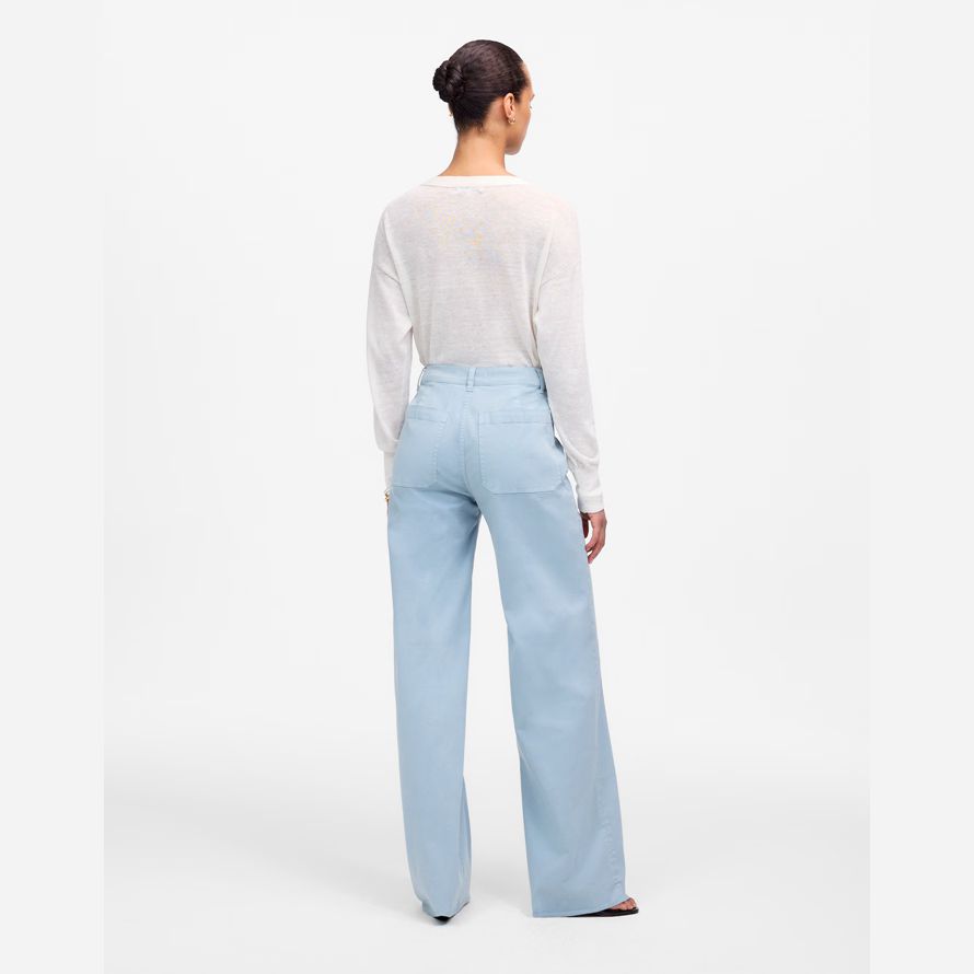 light blue womens madewell die emmett wide-leg pants