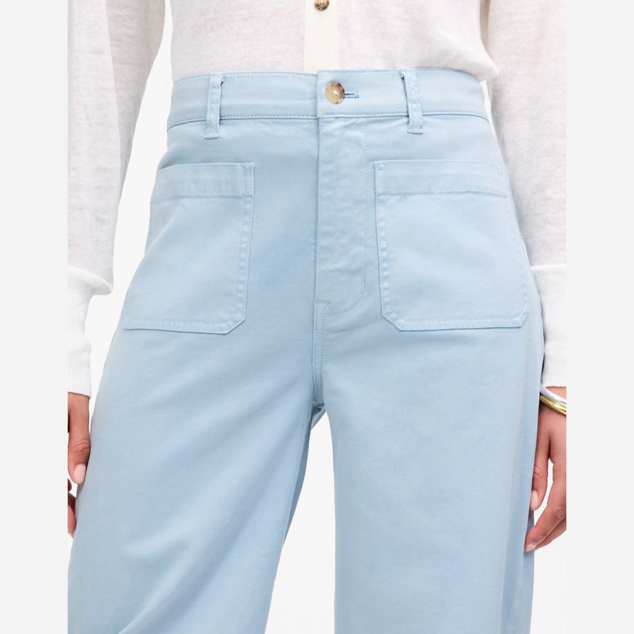 light blue womens madewell die emmett wide-leg pants