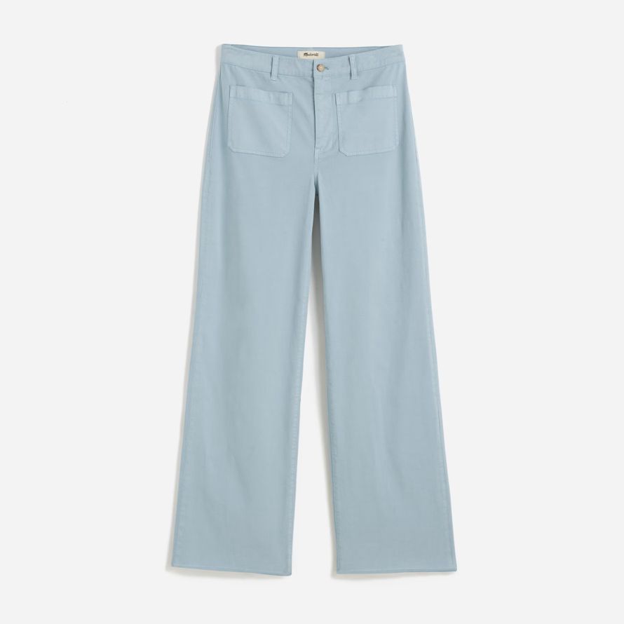 light blue womens madewell die emmett wide-leg pants