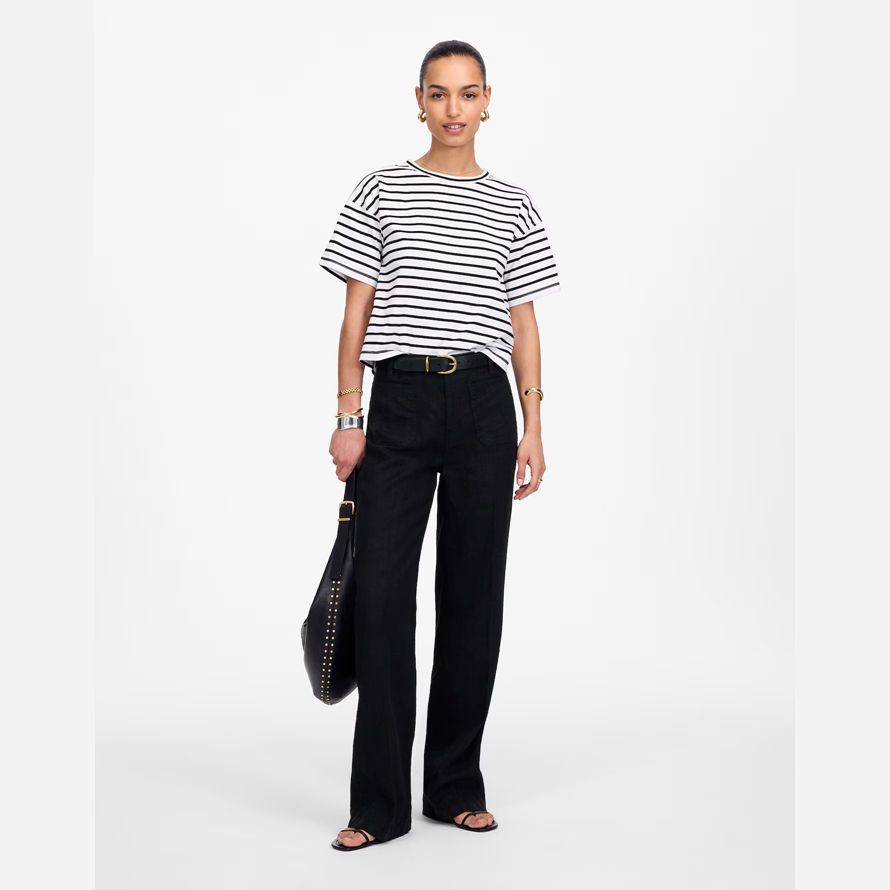 schwarz madewell patch pocket flare damen hosen