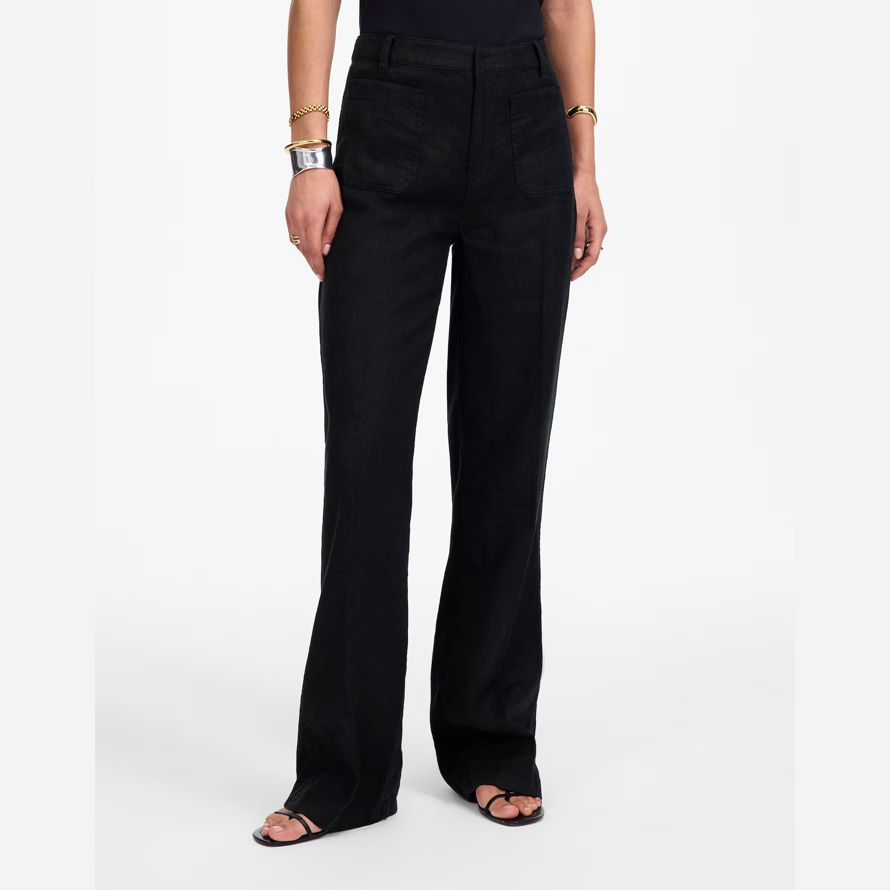 schwarz madewell patch pocket flare damen hosen