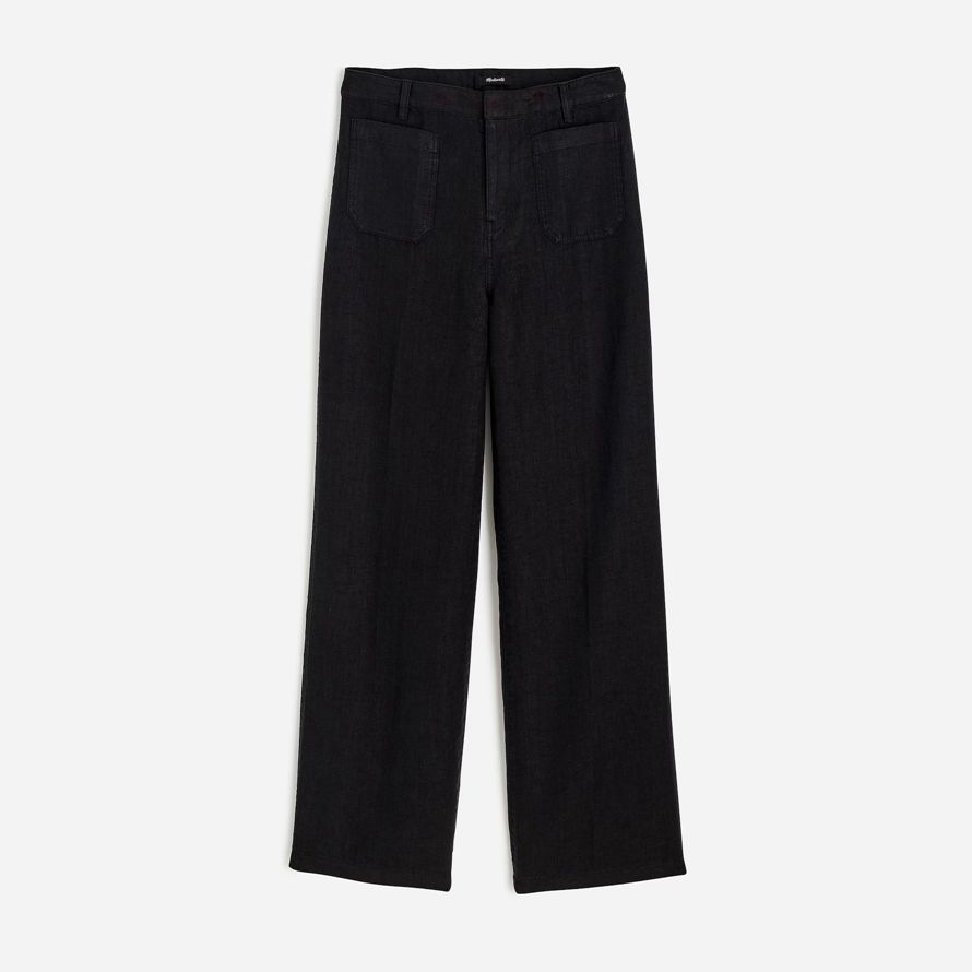 schwarz madewell patch pocket flare damen hosen