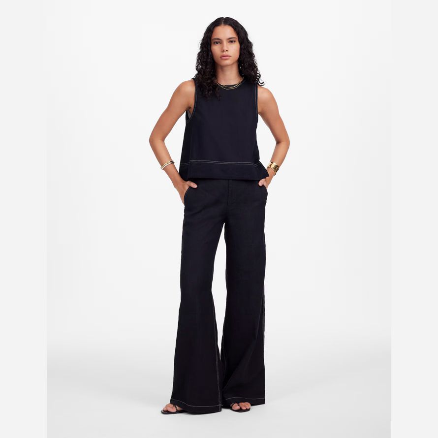 damen madewell zoe entspannte weite hose-schwarz
