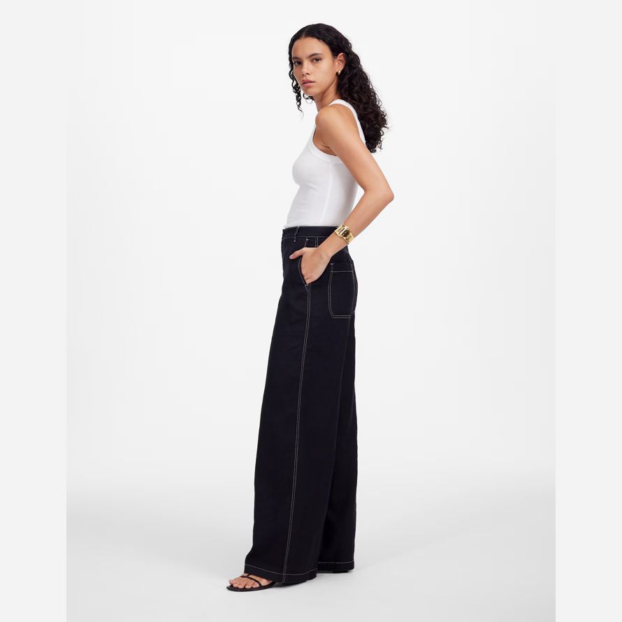 damen madewell zoe entspannte weite hose-schwarz