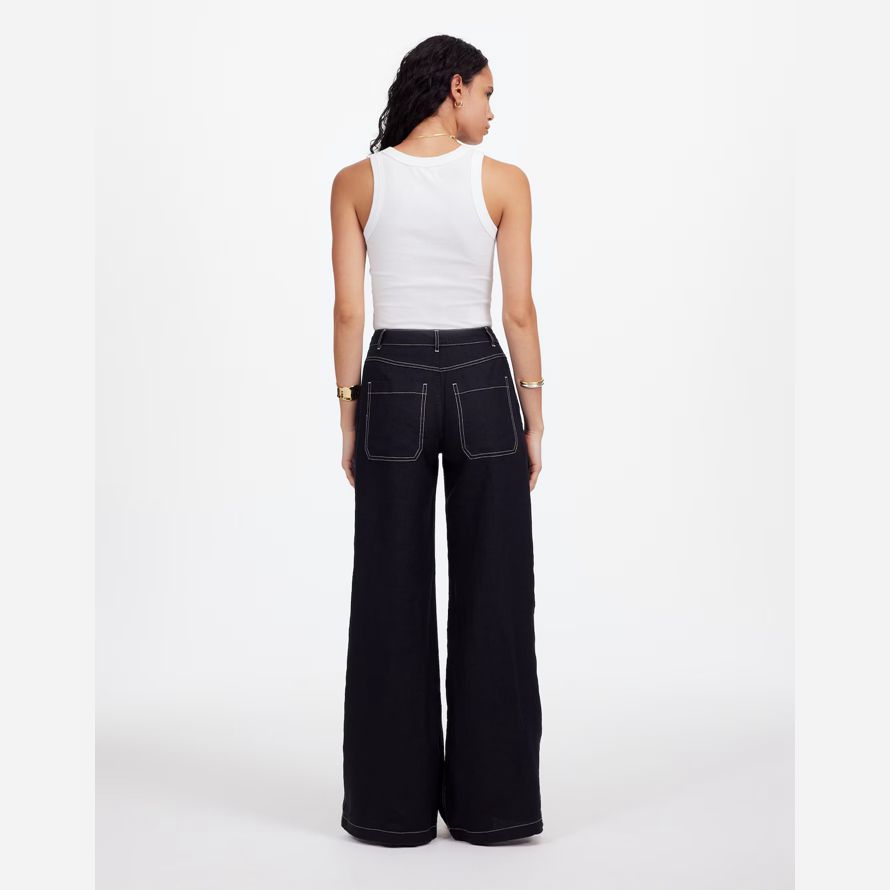 damen madewell zoe entspannte weite hose-schwarz