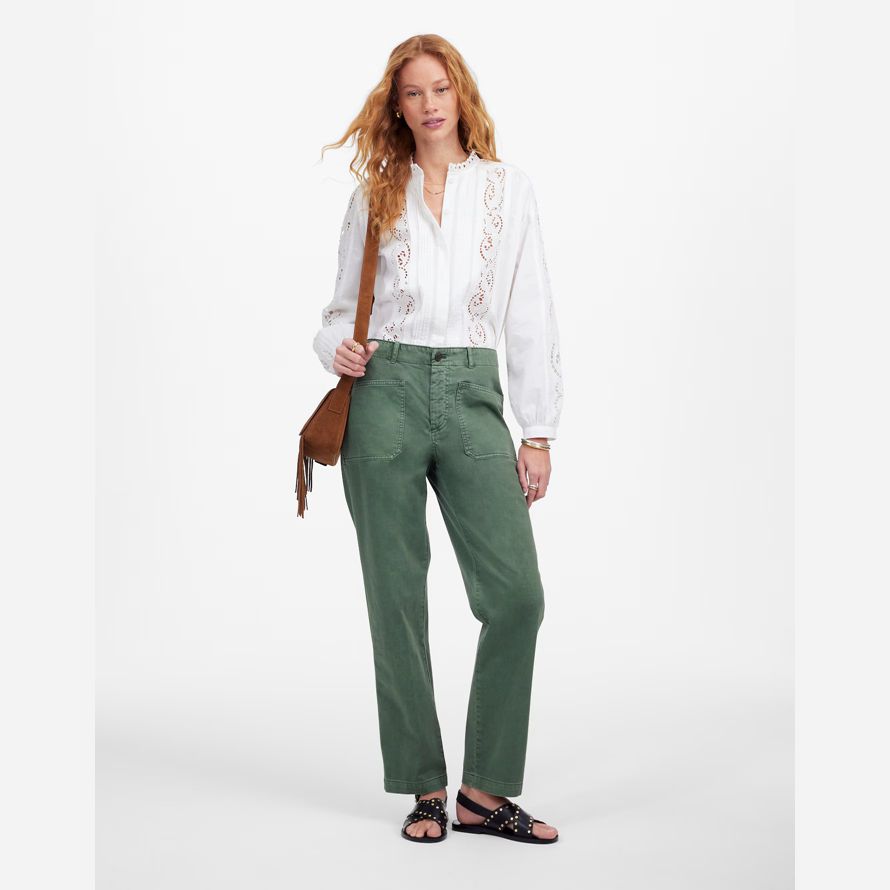 grüne damen madewell konus-leg utility pants