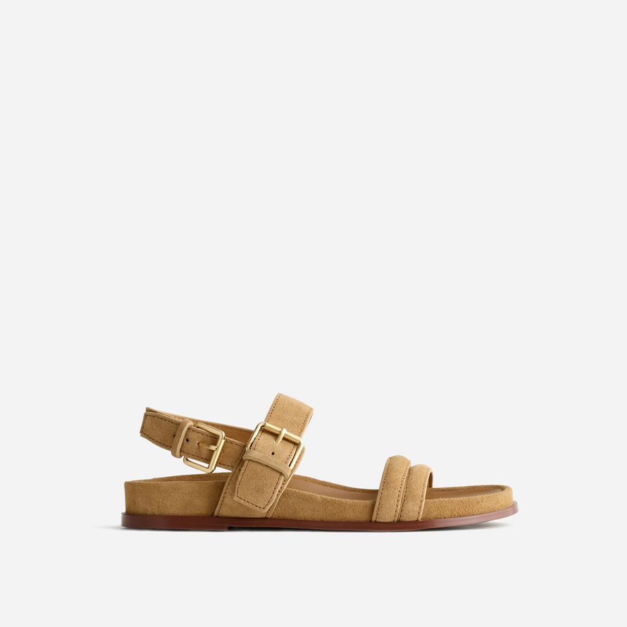 khaki braun damen madewell den dara-double-strap wildleder sandalen