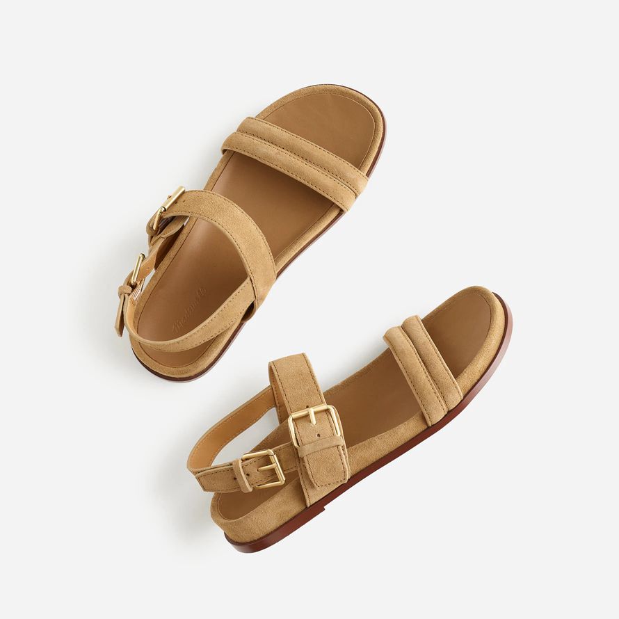 khaki braun damen madewell den dara-double-strap wildleder sandalen