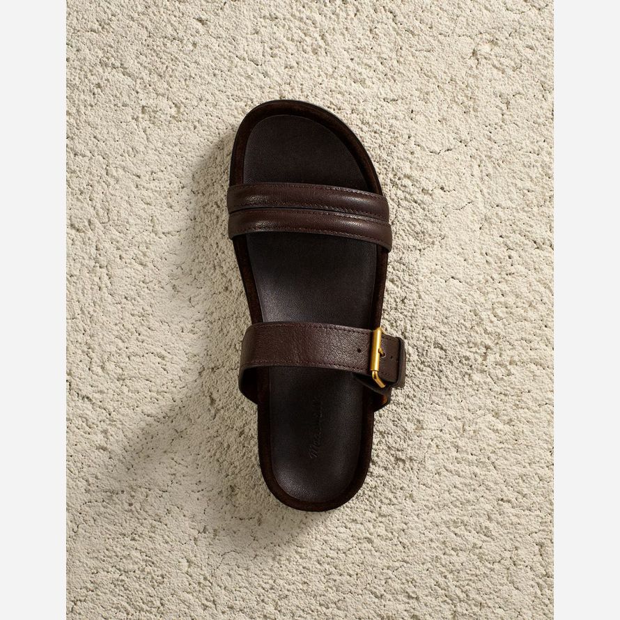 damen madewell den dara-double-strap slide sandalen schokolade
