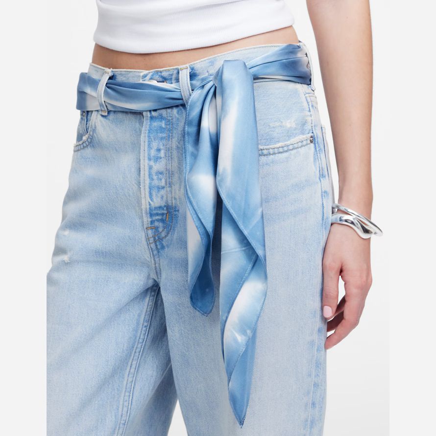blau weiß damen madewell hand-gefärbt Übergroßen seide schal
