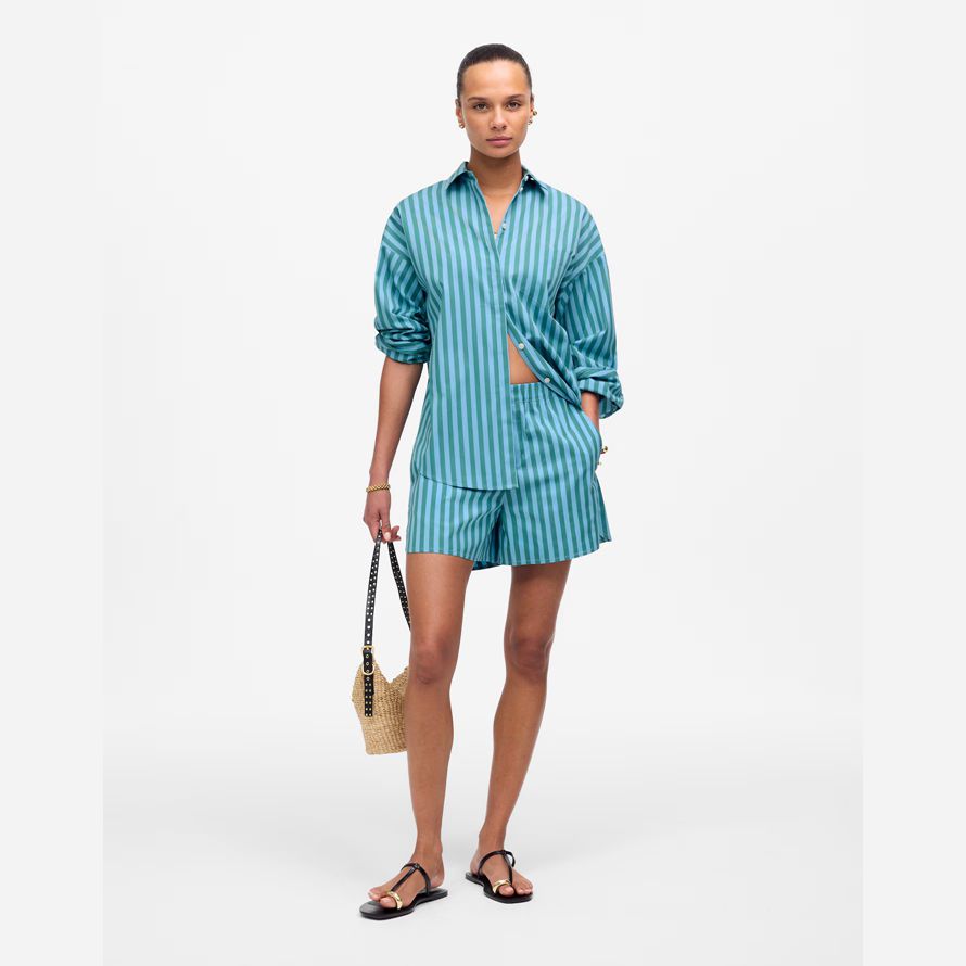 blau grün damen madewell boxy button-up-shirts