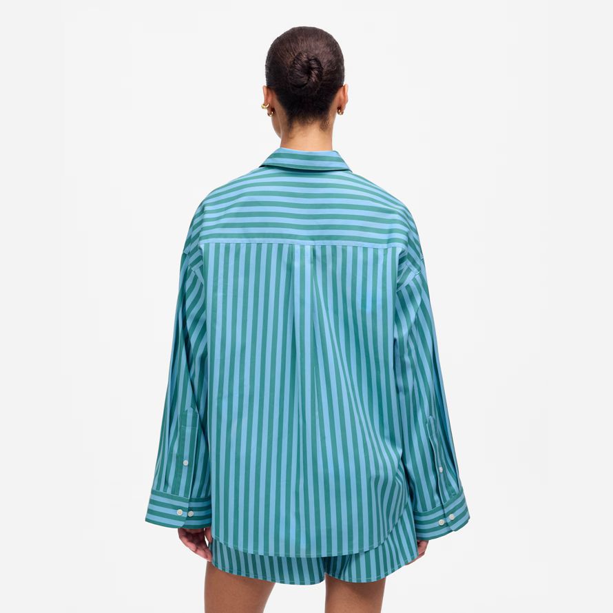 blau grün damen madewell boxy button-up-shirts