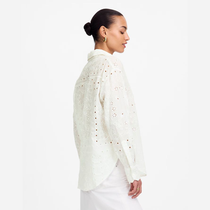 weiße madewell gesticktes Übergroßes button-up-womens t-shirts