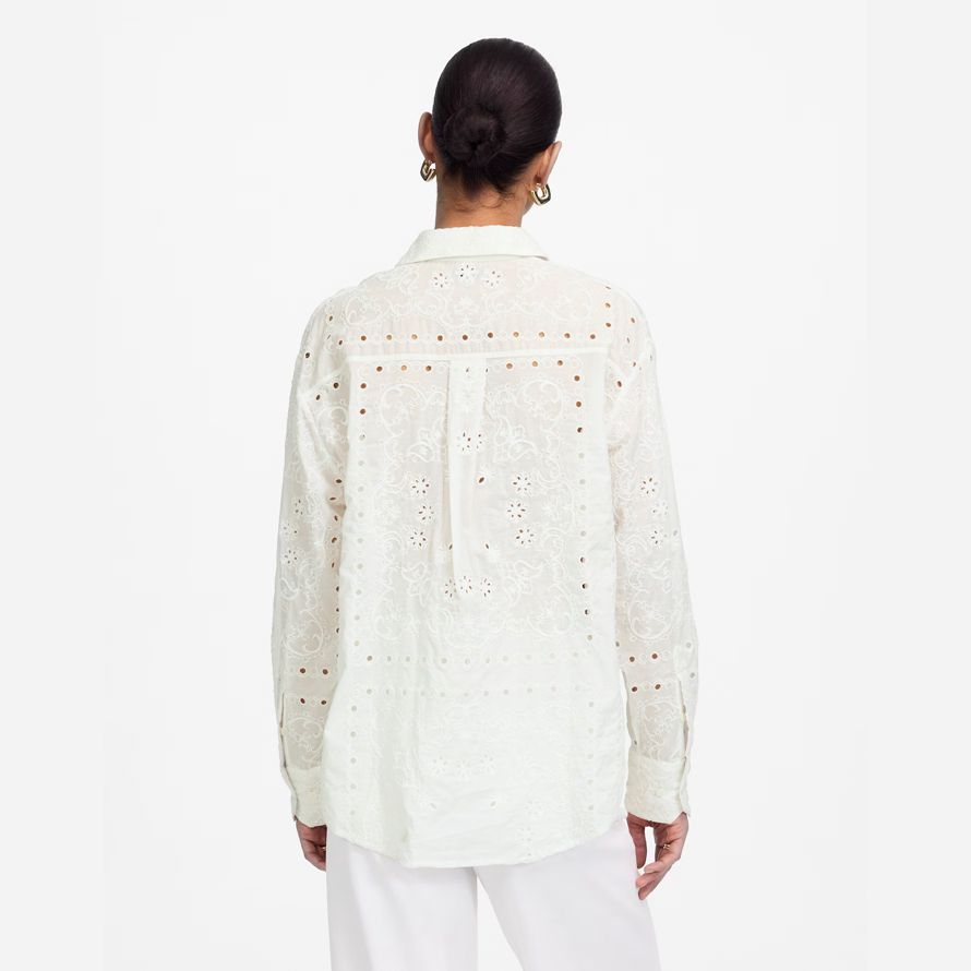 weiße madewell gesticktes Übergroßes button-up-womens t-shirts