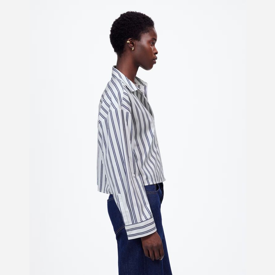 madewell gerader saum damen shirts weiß blau