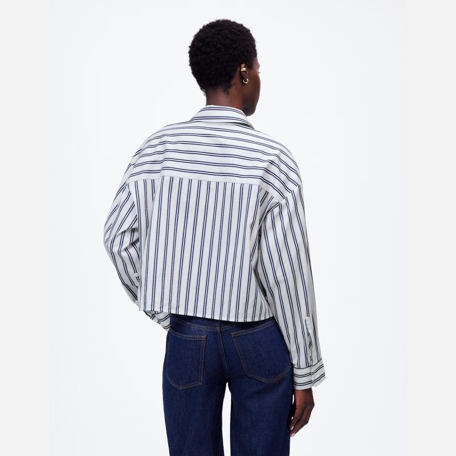 madewell gerader saum damen shirts weiß blau