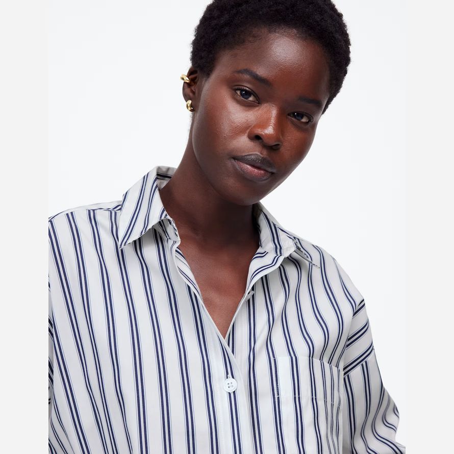 madewell gerader saum damen shirts weiß blau