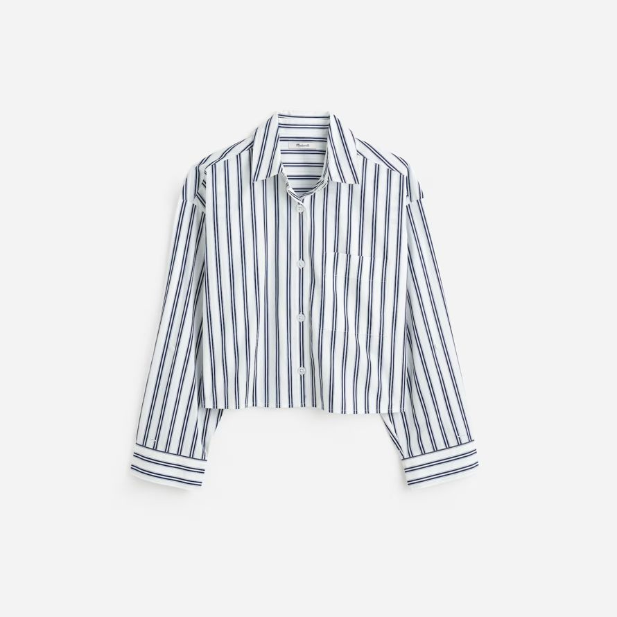 madewell gerader saum damen shirts weiß blau