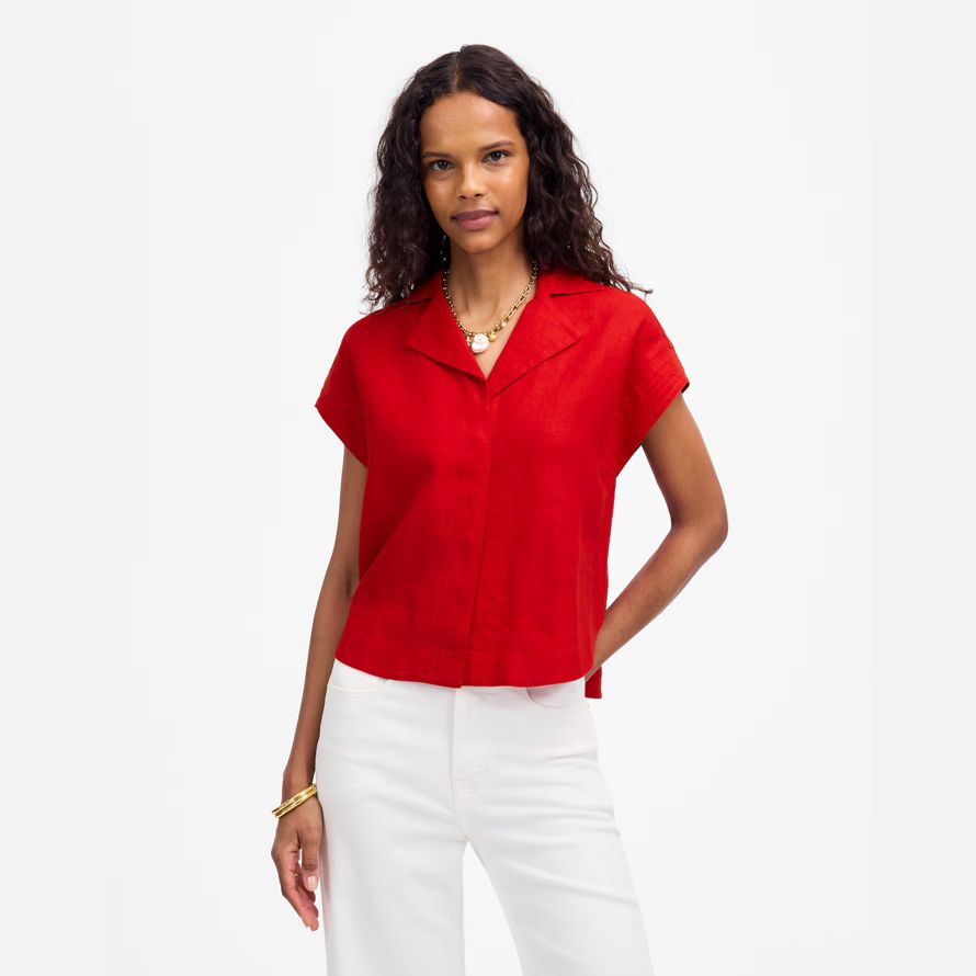 madewell resort-kragen damen t-shirts rot