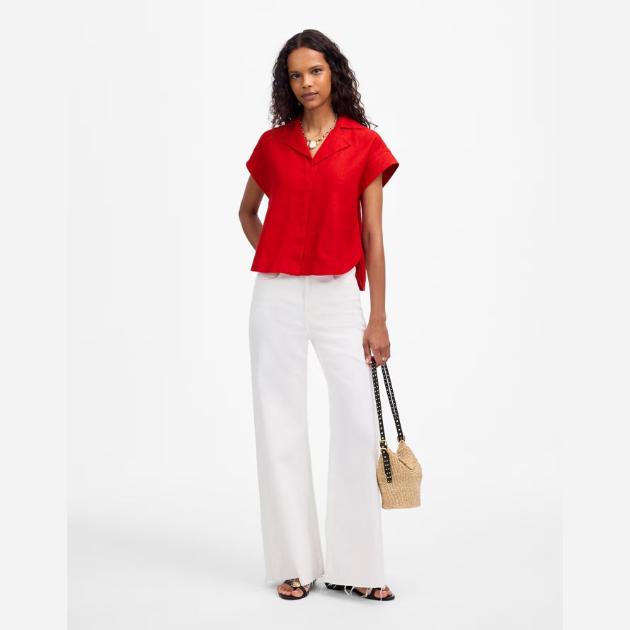 madewell resort-kragen damen t-shirts rot