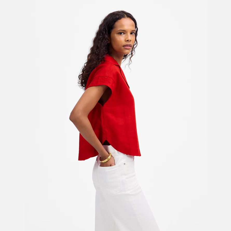 madewell resort-kragen damen t-shirts rot