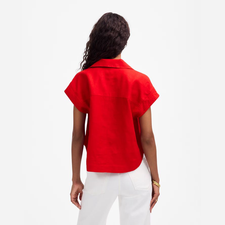 madewell resort-kragen damen t-shirts rot