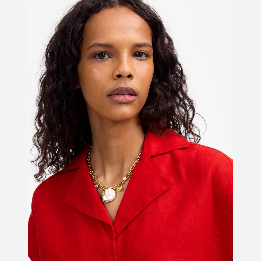 madewell resort-kragen damen t-shirts rot
