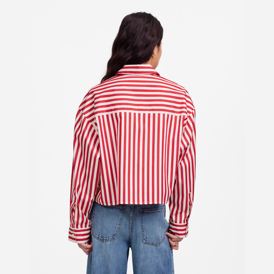 damen madewell gerader saum shirts rot weiß