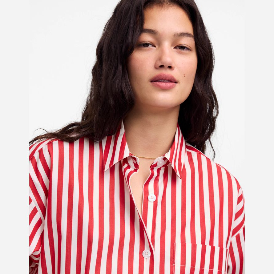 damen madewell gerader saum shirts rot weiß