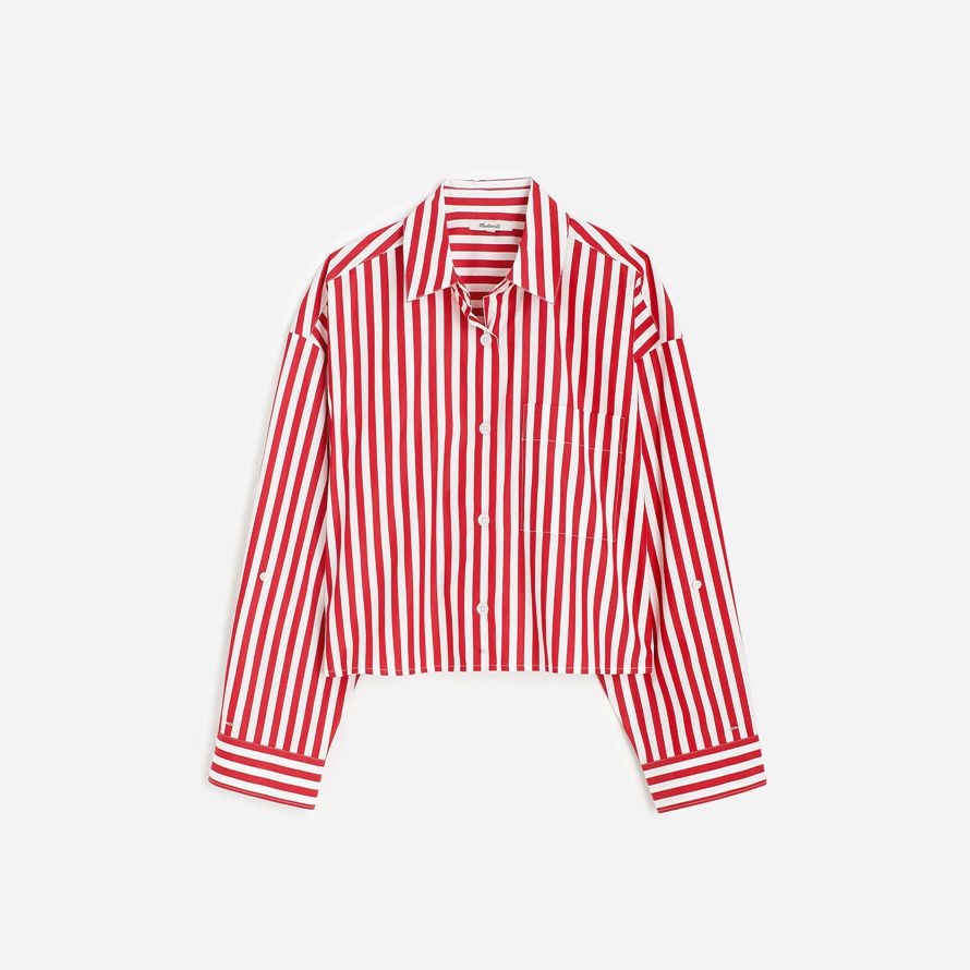 damen madewell gerader saum shirts rot weiß