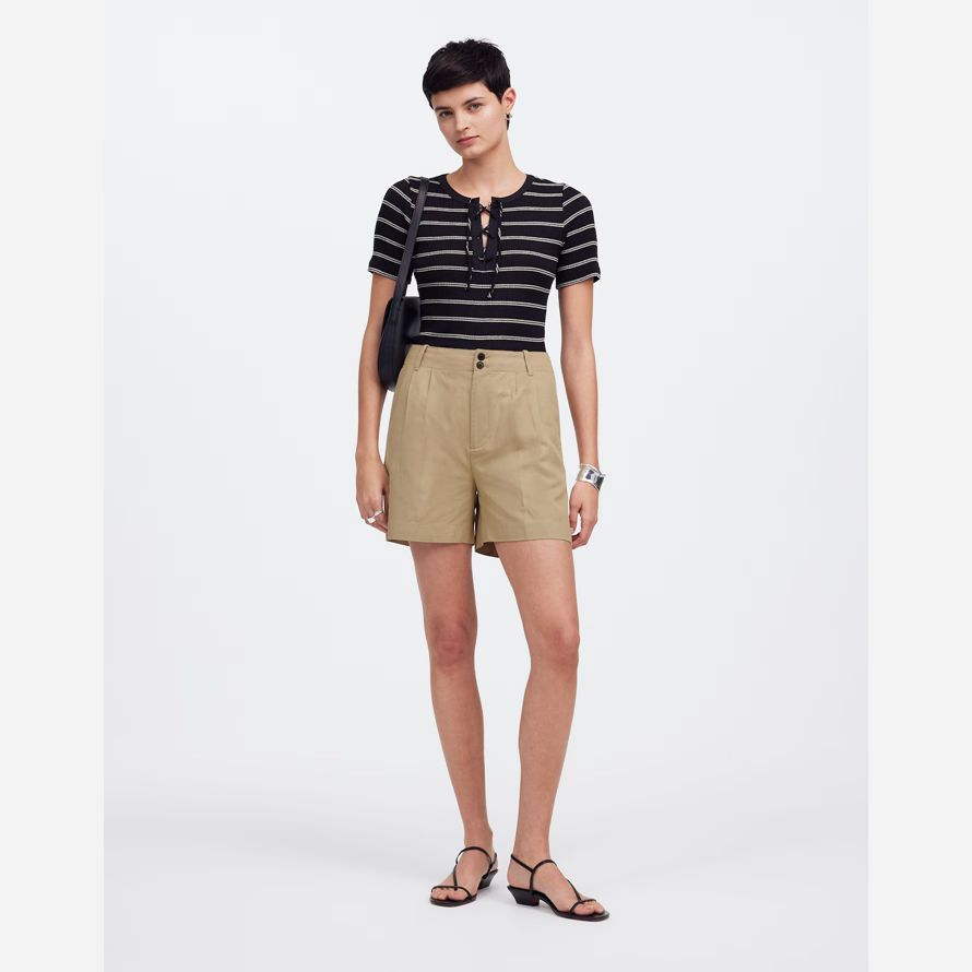 khaki madewell die drapey twill plissee-womens shorts