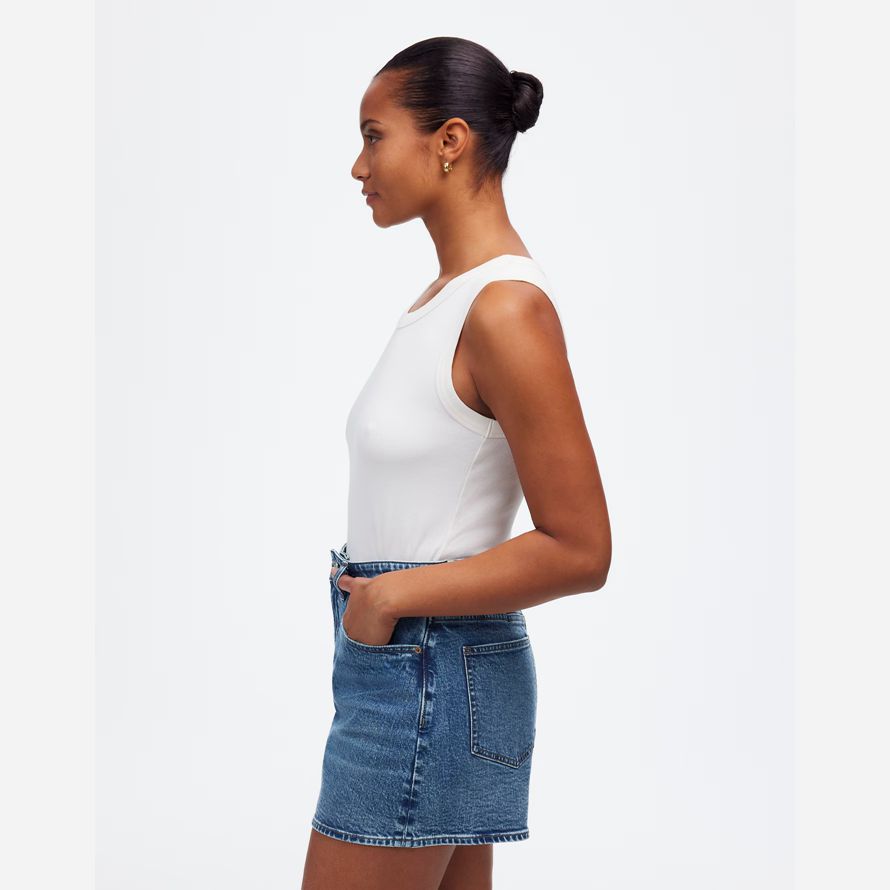 madewell dem curvy perfekte vintage-mid-länge denim-womens-shorts-blue