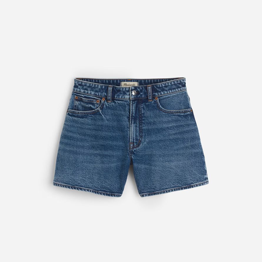 madewell dem curvy perfekte vintage-mid-länge denim-womens-shorts-blue
