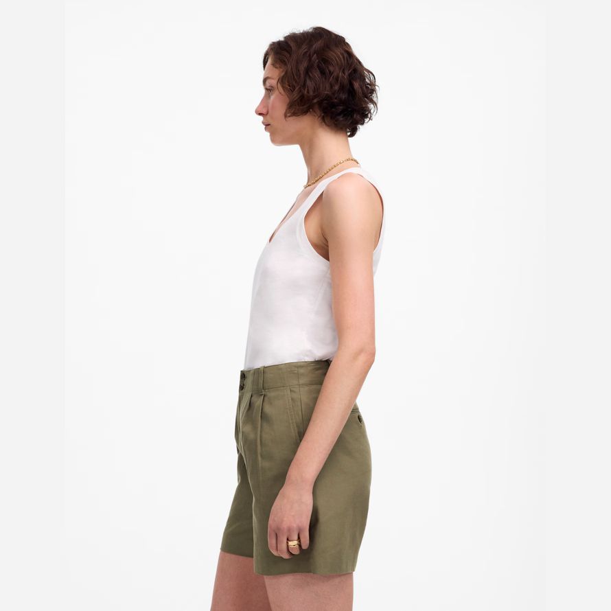 damen madewell die drapey twill plissee-shorts-olive