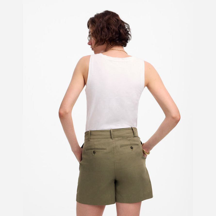 damen madewell die drapey twill plissee-shorts-olive
