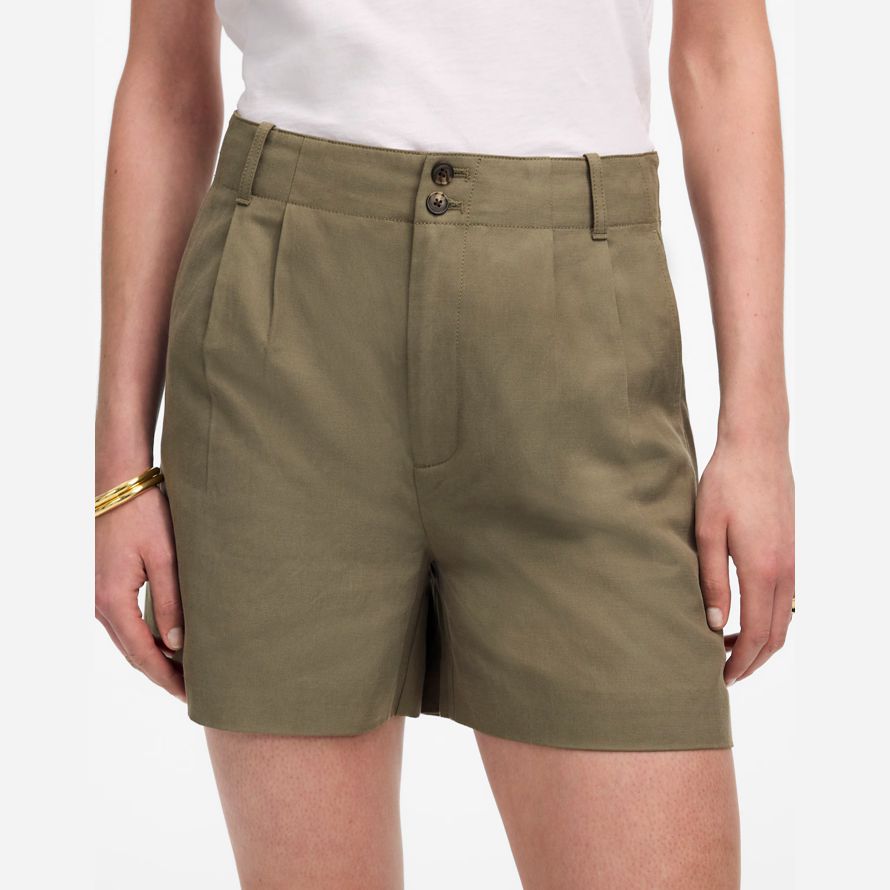 damen madewell die drapey twill plissee-shorts-olive