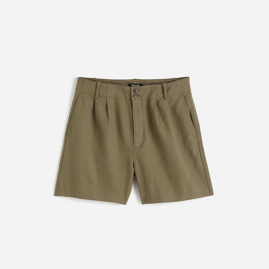 damen madewell die drapey twill plissee-shorts-olive