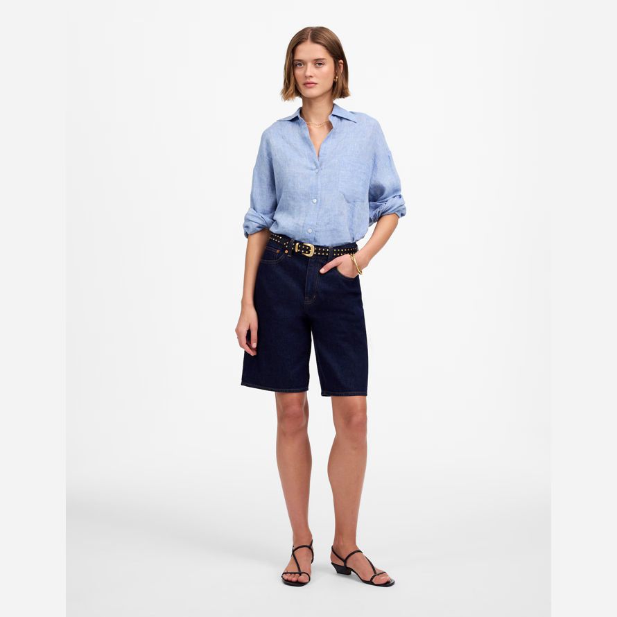 dunkel blau damen madewell 1997 denim-bermuda-shorts